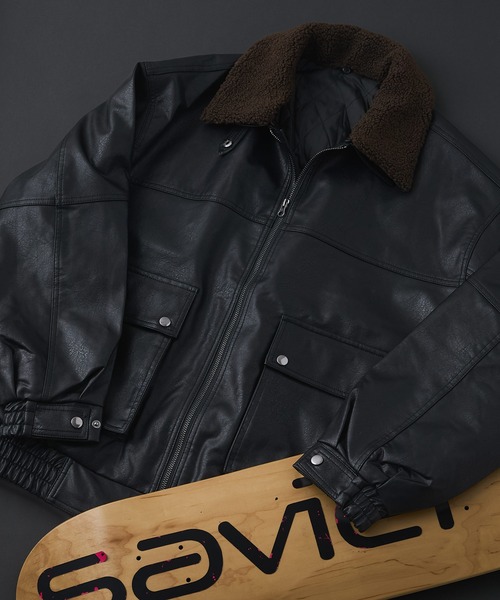SAVIER（サビアー）の「【SAVIER/サビアー】ボア衿G1PUレザーブルゾン