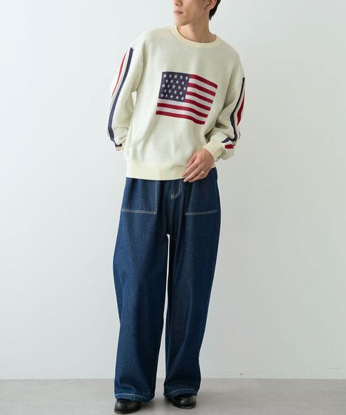 CRAFT STANDARD BOUTIQUE（クラフトスタンダードブティック）の「【ユニセックス】星条旗柄クルーネックニット（ニット/セーター・レディース・ネイビー/アイボリー/杢グレー・M/L/XL）」の19枚目の写真
