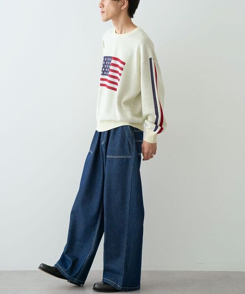CRAFT STANDARD BOUTIQUE（クラフトスタンダードブティック）の「【ユニセックス】星条旗柄クルーネックニット（ニット/セーター・レディース・ネイビー/アイボリー/杢グレー・M/L/XL）」の20枚目の写真