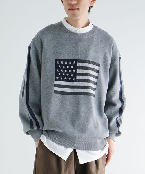 CRAFT STANDARD BOUTIQUE（クラフトスタンダードブティック）の「【ユニセックス】星条旗柄クルーネックニット（ニット/セーター・レディース・ネイビー/アイボリー/杢グレー・M/L/XL）」の22枚目の写真
