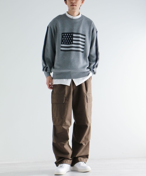 CRAFT STANDARD BOUTIQUE（クラフトスタンダードブティック）の「【ユニセックス】星条旗柄クルーネックニット（ニット/セーター・レディース・ネイビー/アイボリー/杢グレー・M/L/XL）」の6枚目の写真