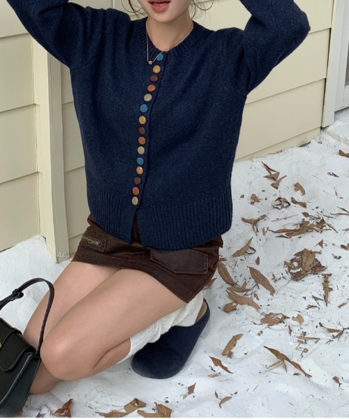 【セール】多色ボタンクルーネックニットカーディガン（ニット/セーター）｜FINEnough（ファインナフ）