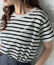 こなれ感たっぷり。オーガニックコットン100%胸元PAEAN刺繍Tシャツ(半袖)