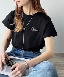 こなれ感たっぷり。オーガニックコットン100%胸元PAEAN刺繍Tシャツ(半袖)