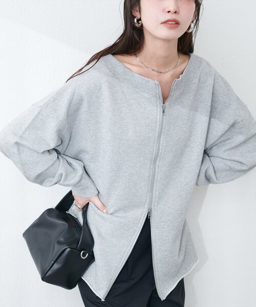 オフショルZIP裏毛プルオーバー（Tシャツ/カットソー）｜natural
