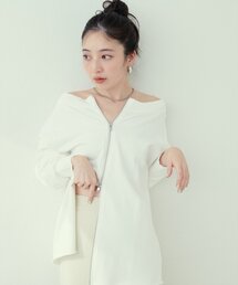 オフショルZIP裏毛プルオーバー