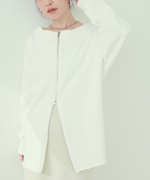オフショル裏毛プルオーバー オフショルZIP裏毛プルオーバー（Tシャツ/カットソー）｜natural