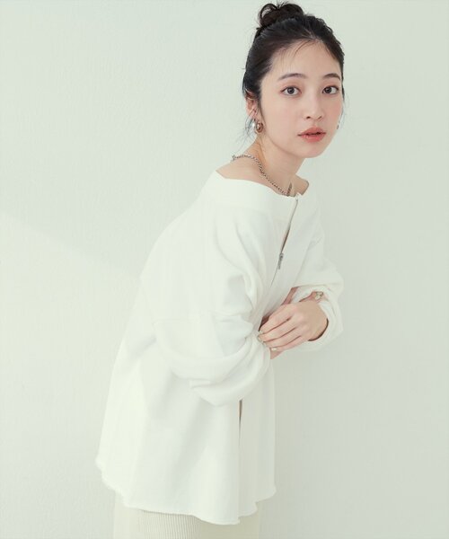 オフショルZIP裏毛プルオーバー（Tシャツ/カットソー）｜natural