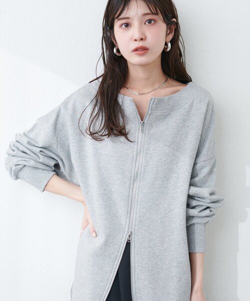 オフショルZIP裏毛プルオーバー（Tシャツ/カットソー）｜natural