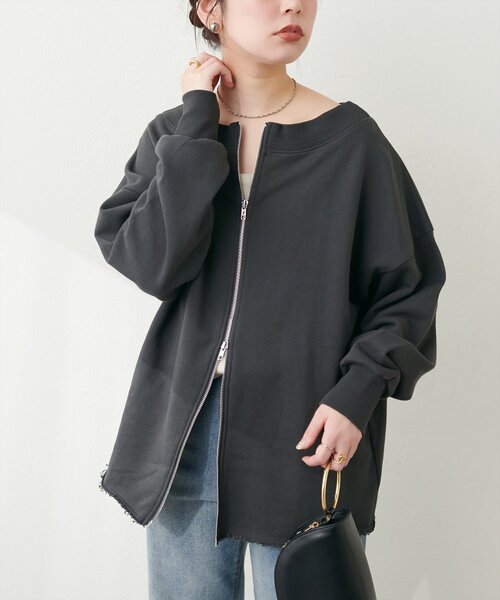 オフショルZIP裏毛プルオーバー（Tシャツ/カットソー）｜natural