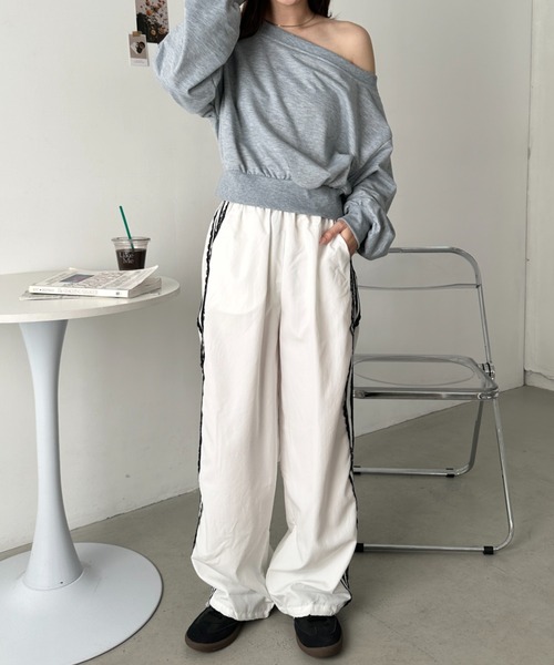 CLEA(クレア)の「サイドレースライントラックパンツ(その他パンツ・レディース・ブラック/ホワイト・FREE)」の7枚目の写真
