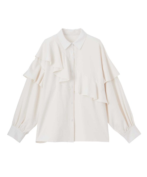 GeeRA(ジーラ)の「アシメデザインフリルシャツ(シャツ/ブラウス・レディース・オフホワイト/ブルー・LARGE/MEDIUM)」の8枚目の写真