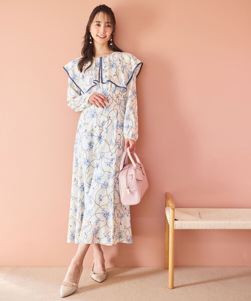 ANY SIS（エニィスィス）の「【洗える】スカーフデザインプリント ワンピース（ワンピース・レディース・ネイビー系4/アイボリー系4・0）」の4枚目の写真