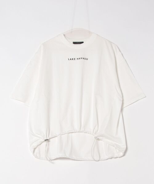 INTERPLANET(インタープラネット)の「ミニロゴプリントデザインドロストTシャツ(Tシャツ/カットソー・レディース・オフホワイト/チャコールグレー・FREE)」の3枚目の写真