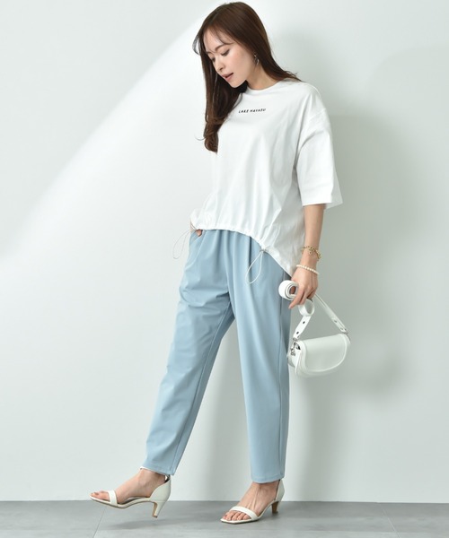 INTERPLANET(インタープラネット)の「ミニロゴプリントデザインドロストTシャツ(Tシャツ/カットソー・レディース・オフホワイト/チャコールグレー・FREE)」の19枚目の写真