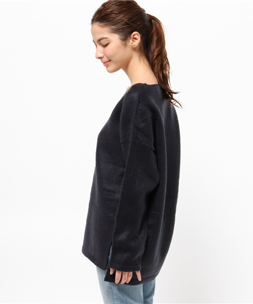 mystic（ミスティック）の「【Omekashi】シャギーVプルオーバー（Tシャツ/カットソー・レディース・ネイビー/ピンク/オフホワイト・ﾌﾘ-）」の5枚目の写真