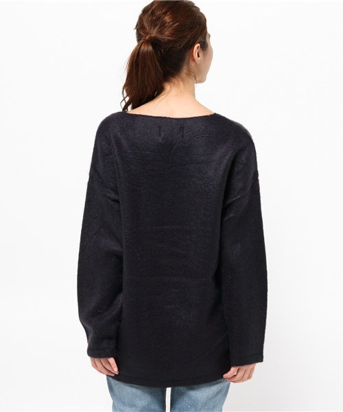 mystic（ミスティック）の「【Omekashi】シャギーVプルオーバー（Tシャツ/カットソー・レディース・ネイビー/ピンク/オフホワイト・ﾌﾘ-）」の6枚目の写真