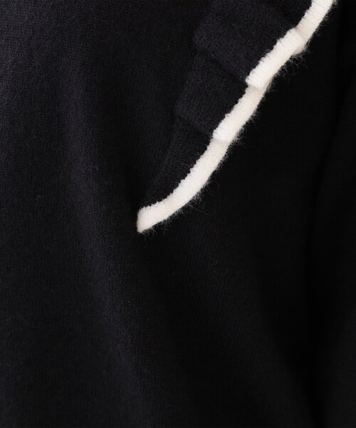 Cutie Blonde（キューティーブロンド）の「【S-LL】配色フリルにきゅんとする ハイゲージニット（ニット/セーター・レディース・ブラック/ベビーピンク・01/02/03/04）」の14枚目の写真