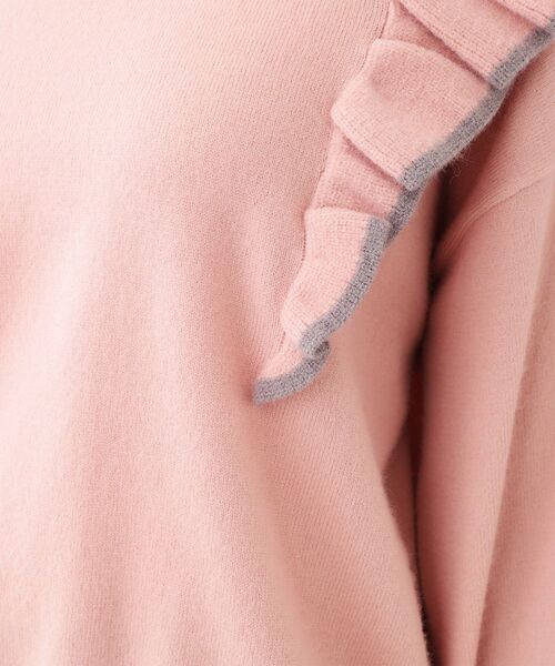 Cutie Blonde（キューティーブロンド）の「【S-LL】配色フリルにきゅんとする ハイゲージニット（ニット/セーター・レディース・ブラック/ベビーピンク・01/02/03/04）」の6枚目の写真