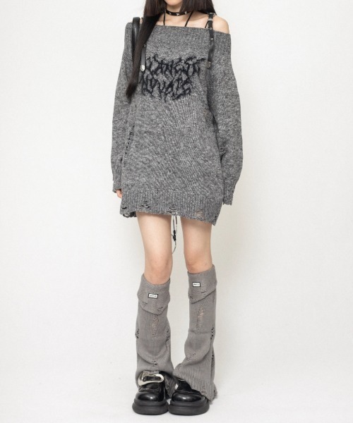 【cygne 】明日まで特別SALE数回着用ワンショルダーオープンニット クルーネックニット《オーガニックエアーコットン》 （ニット