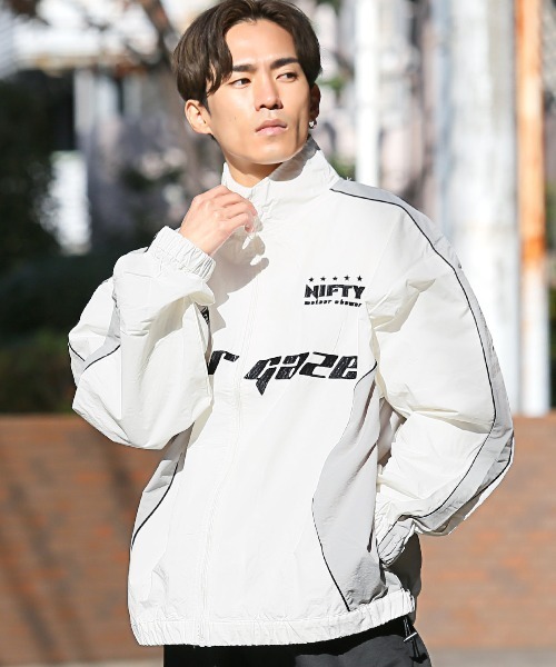 LUXSTYLE（ラグスタイル）の「ナイロンパイピングスタンドジャケット（ナイロンジャケット・メンズ・ブラック/ブルー/ホワイト・M/L）」の18枚目の写真