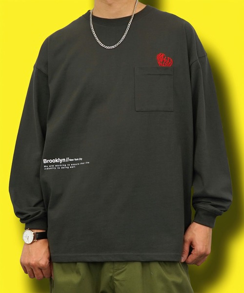 Burner(バーナー)の「【GROOVY STORE】ヘビーウエイト刺繍&プリント ワイドシルエットロングスリーブTシャツ(Tシャツ/カットソー・メンズ・ホワイト系その他2/ブラック/ブラック系その他2/サックスブルー/スミクロ/ブルー系その他/ホワイト/ライトブラック・M/L/LL)」の4枚目の写真
