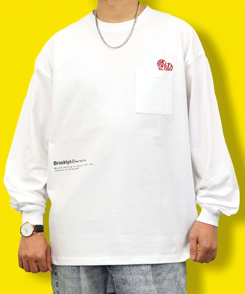 Burner(バーナー)の「【GROOVY STORE】ヘビーウエイト刺繍&プリント ワイドシルエットロングスリーブTシャツ(Tシャツ/カットソー・メンズ・ホワイト系その他2/ブラック/ブラック系その他2/サックスブルー/スミクロ/ブルー系その他/ホワイト/ライトブラック・M/L/LL)」の1枚目の写真