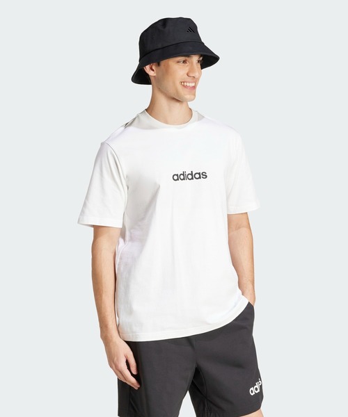adidas(アディダス)の「エッセンシャルズ リニア シングルジャージー 半袖Tシャツ / アディダス adidas(Tシャツ/カットソー・メンズ・ホワイト×ブラック・XX-LARGE/3XL/LARGE/MEDIUM/SMALL/X-LARGE/X-SMALL)」の5枚目の写真