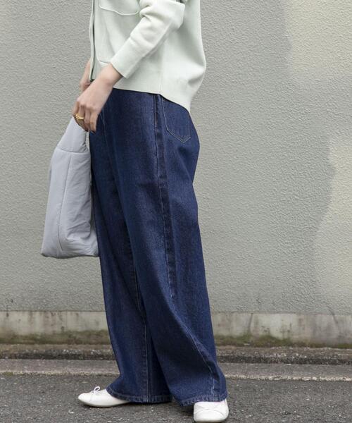 FORK&SPOON（フォークアンドスプーン）の「FORK&SPOON　JFデニムワイドテーパードパンツ（デニムパンツ・レディース・ワンウォッシュ/ライトインディゴブルー・1/2）」の4枚目の写真