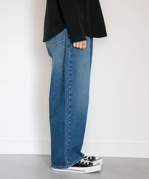 FORK&SPOON（フォークアンドスプーン）の「FORK&SPOON　JFデニムワイドテーパードパンツ（デニムパンツ・レディース・ワンウォッシュ/ライトインディゴブルー・1/2）」の13枚目の写真