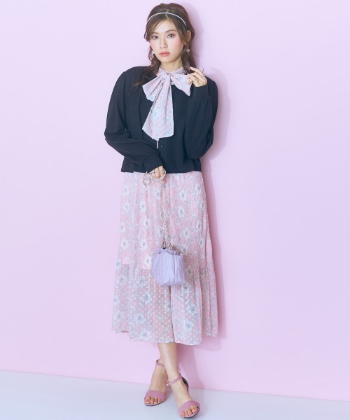 marun(マルン)の「<大きいサイズ>ビジューデザインカットソーカーディガン marun(カーディガン/ボレロ・レディース・ラベンダー/ブラック・L/LL/3L/4L/5L)」の10枚目の写真