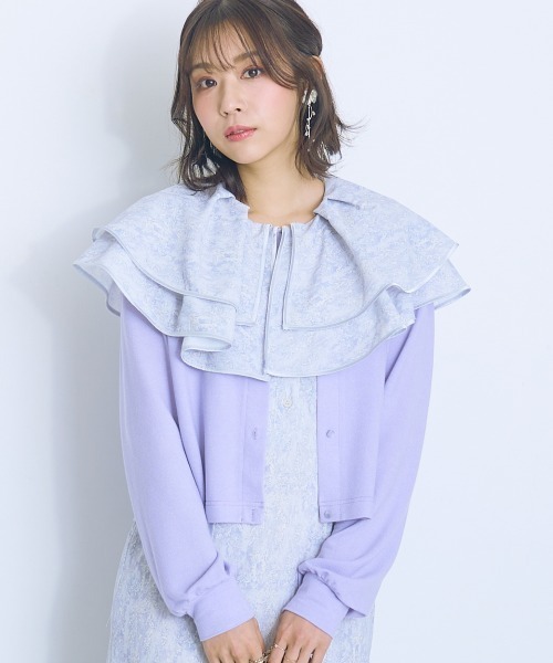 marun(マルン)の「<大きいサイズ>ビジューデザインカットソーカーディガン marun(カーディガン/ボレロ・レディース・ラベンダー/ブラック・L/LL/3L/4L/5L)」の19枚目の写真