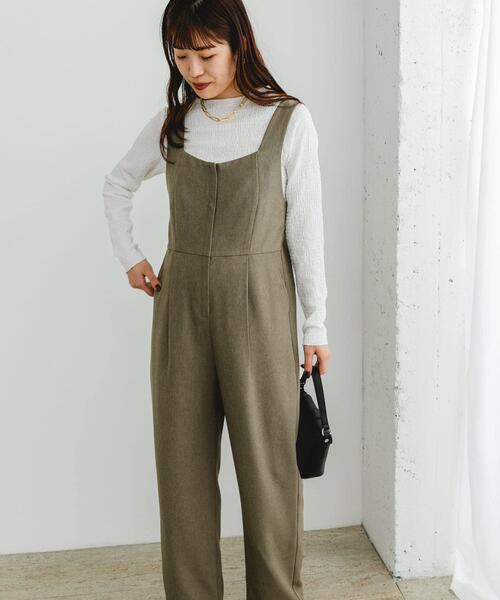 F by ROSSO(エフバイロッソ)の「F by ROSSO イージーケアワイドストレートオールインワン(サロペット/オーバーオール・レディース・ブラウン/グレー・36/38)」の8枚目の写真