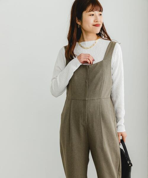 F by ROSSO(エフバイロッソ)の「F by ROSSO イージーケアワイドストレートオールインワン(サロペット/オーバーオール・レディース・ブラウン/グレー・36/38)」の9枚目の写真