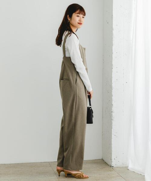 F by ROSSO(エフバイロッソ)の「F by ROSSO イージーケアワイドストレートオールインワン(サロペット/オーバーオール・レディース・ブラウン/グレー・36/38)」の13枚目の写真