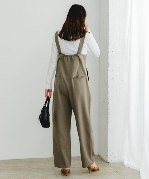 F by ROSSO(エフバイロッソ)の「F by ROSSO イージーケアワイドストレートオールインワン(サロペット/オーバーオール・レディース・ブラウン/グレー・36/38)」の14枚目の写真
