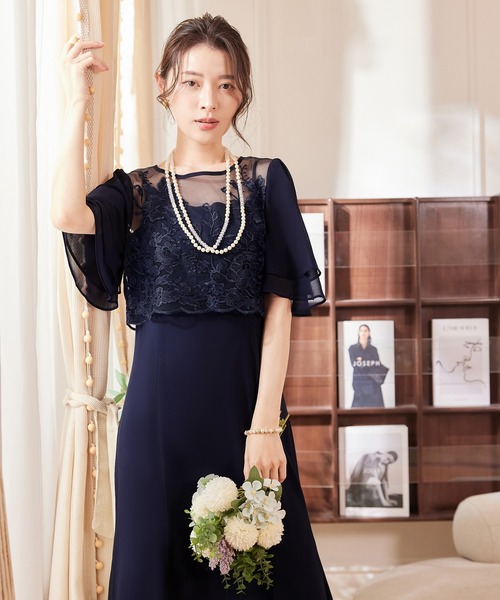 DRESS PLUS(ドレスプラス)の「レイヤードワンピース 花柄刺繍 パーティー(ドレス・レディース・スモークピンク/アッシュグレー/ネイビー・S/M/L/XL/XXL)」の17枚目の写真