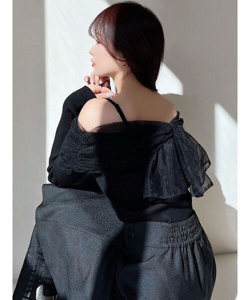 RESEXXY（リゼクシー）の「バックリボンオフショルニットトップス（ニット/セーター・レディース・アイボリー/ブラック/ピンク・FREE）」の11枚目の写真