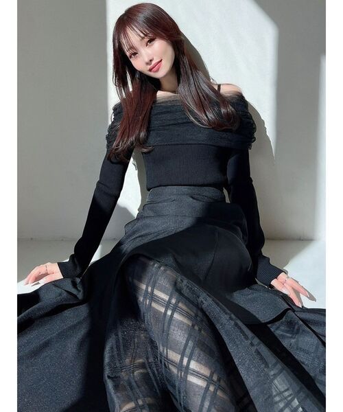 RESEXXY（リゼクシー）の「バックリボンオフショルニットトップス（ニット/セーター・レディース・アイボリー/ブラック/ピンク・FREE）」の14枚目の写真