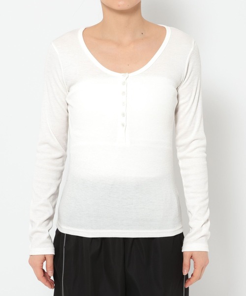 3.3 Field Trip (3.3フィールドトリップ)の「3.3 Field Trip/ボタンUネック長袖T(Tシャツ/カットソー・レディース・グレー/アイボリー・FREE)」の14枚目の写真