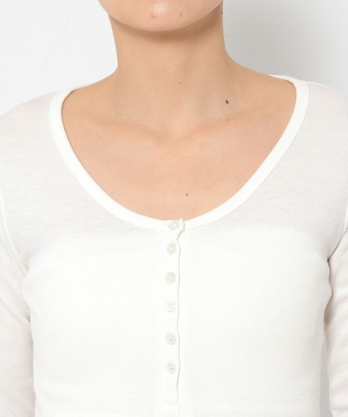 3.3 Field Trip (3.3フィールドトリップ)の「3.3 Field Trip/ボタンUネック長袖T(Tシャツ/カットソー・レディース・グレー/アイボリー・FREE)」の17枚目の写真