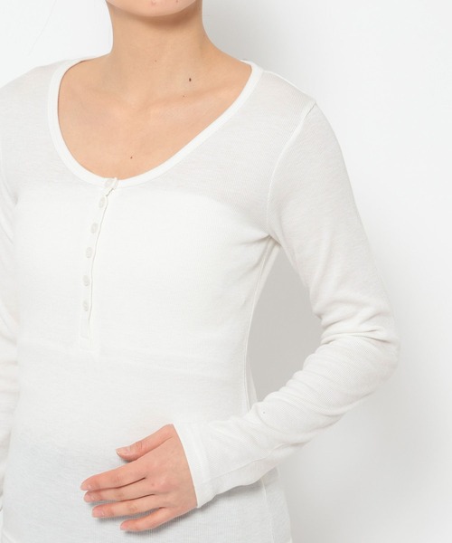 3.3 Field Trip (3.3フィールドトリップ)の「3.3 Field Trip/ボタンUネック長袖T(Tシャツ/カットソー・レディース・グレー/アイボリー・FREE)」の18枚目の写真