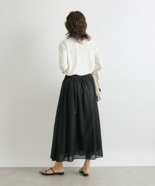 RIVE DROITE（リヴドロワ）の「アセテートロングTシャツ（Tシャツ/カットソー・レディース・ブラック/オフホワイト・FREE）」の6枚目の写真