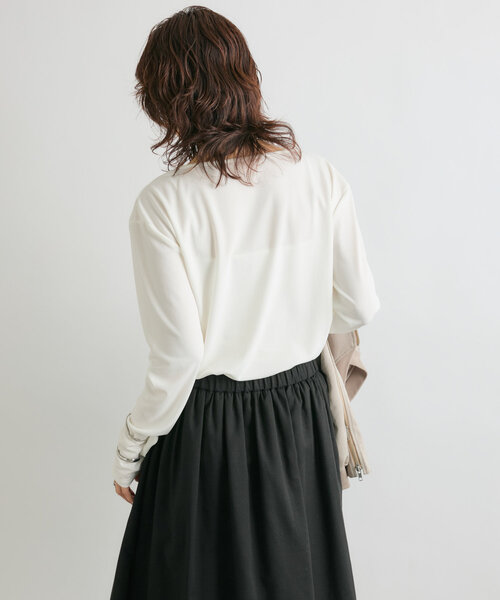 RIVE DROITE（リヴドロワ）の「アセテートロングTシャツ（Tシャツ/カットソー・レディース・ブラック/オフホワイト・FREE）」の9枚目の写真