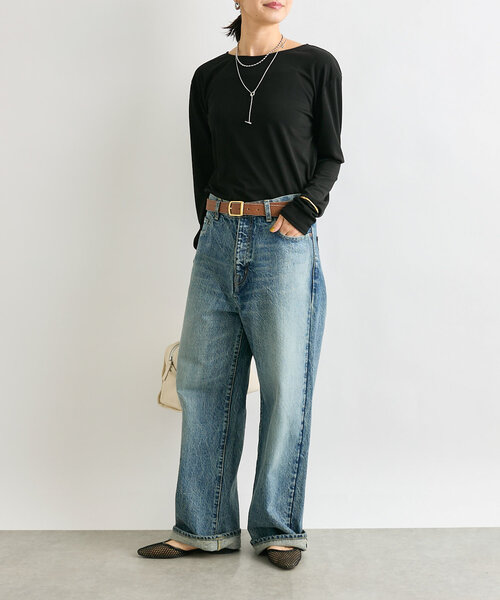 RIVE DROITE（リヴドロワ）の「アセテートロングTシャツ（Tシャツ/カットソー・レディース・ブラック/オフホワイト・FREE）」の18枚目の写真