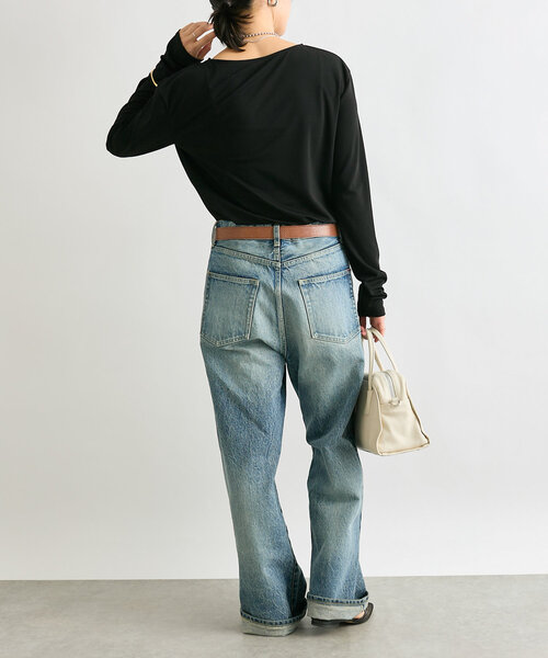 RIVE DROITE（リヴドロワ）の「アセテートロングTシャツ（Tシャツ/カットソー・レディース・ブラック/オフホワイト・FREE）」の20枚目の写真