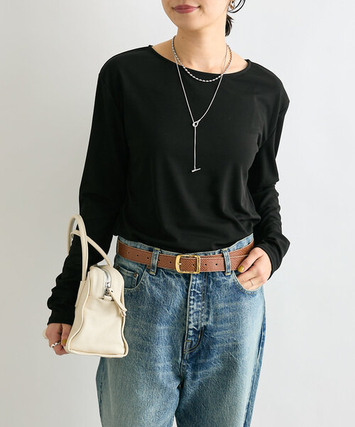 RIVE DROITE（リヴドロワ）の「アセテートロングTシャツ（Tシャツ/カットソー・レディース・ブラック/オフホワイト・FREE）」の22枚目の写真