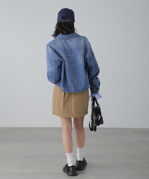 FREE'S MART（フリーズマート）の「◆フロントポケットショートシャツブルゾン（ブルゾン・レディース・ホワイト/ブルー系その他/ブルー系その他3・SMALL/MEDIUM）」の8枚目の写真