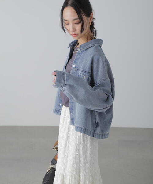 FREE'S MART（フリーズマート）の「◆フロントポケットショートシャツブルゾン（ブルゾン・レディース・ホワイト/ブルー系その他/ブルー系その他3・SMALL/MEDIUM）」の14枚目の写真