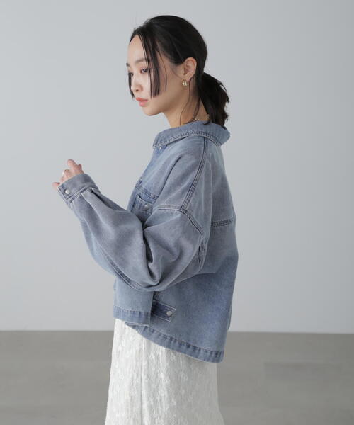 FREE'S MART（フリーズマート）の「◆フロントポケットショートシャツブルゾン（ブルゾン・レディース・ホワイト/ブルー系その他/ブルー系その他3・SMALL/MEDIUM）」の15枚目の写真